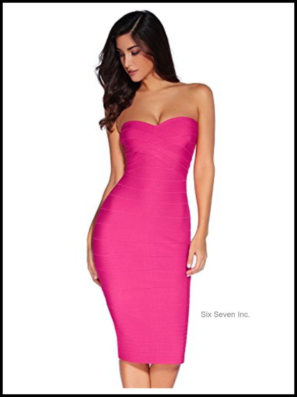 Strapless Bandage Bodycon Midi Dress Cocktail Party